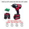 Máy siết bulong pin DRAMA D-5598 Lực siết lớn 1280Nm, Động cơ không chổi than, chân pin phổ thông, Tặng túi vải, đầu chuyển vít