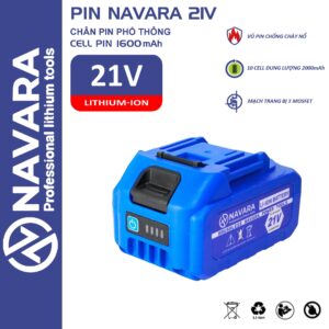 Pin 10 Cell Navara Cho Máy Khoan, Chân Pin phổ thông, mạch 3 mosfet Có đèn báo Pin Chất lượng Cao