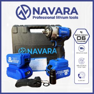 Máy Bắn Bulong Pin Navara NVR-6002 380N.m, Động cơ không chổi than, Chân Pin Phổ thông, 2 Pin 10 Cells 2000mAh