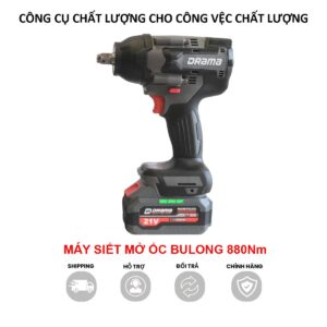 Máy siết bulong pin DRAMA 5598 FLEX, Động cơ bền bỉ mạnh mẽ, Lực siết 800Nm, Đầu Bulong 1/2, siet  bulong