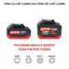 Pin DRAMA Plus 10 cell, 15 cell Mạch 6 mosfet cho máy khoan maysiet bulong , Cell pin 2000mah, Có đèn báo pin, Chân phổ thông 4cm