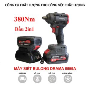 Máy Siết Bulong Drama 5599A Flex 380Nm động cơ không chổi than đầu bulong 1/2 2in1 pin thế hệ mới